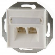  GRADO PID 15-4/4(4/4) kb double recessed phone socket, white (STOCK CLEARING SALE WHILE STOCK LASTS)